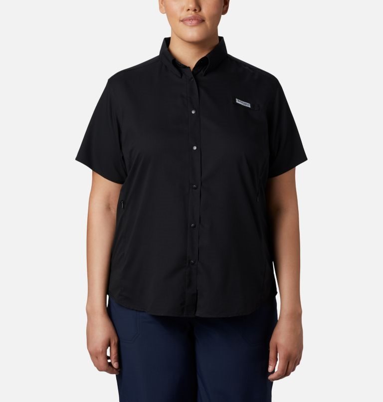 Women\'s Columbia PFG Tamiami II Short Sleeve Shirts Black | Plus Size CA-MC6LA